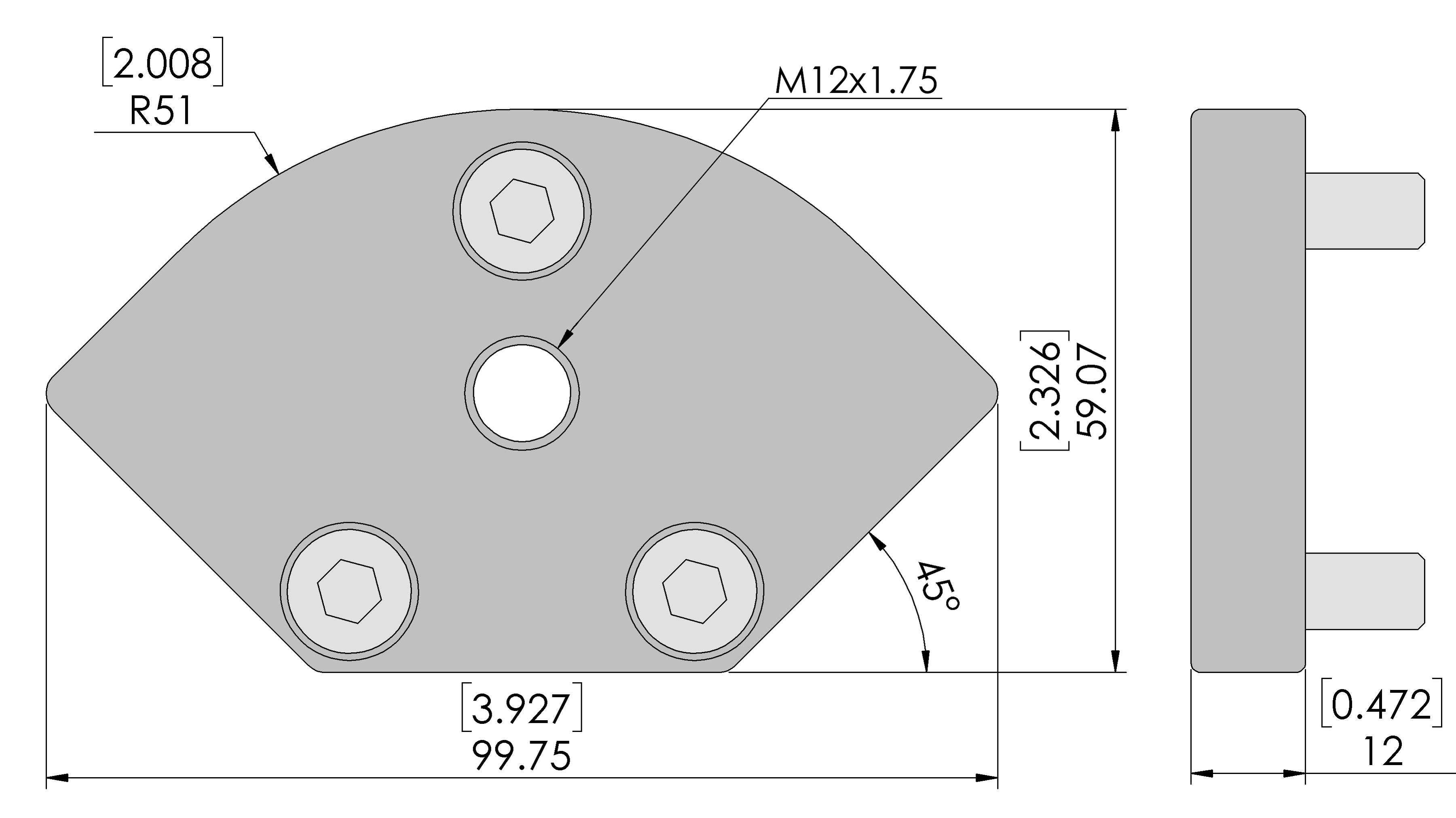 70x70 M12 Stem Caster End Mounting Kit